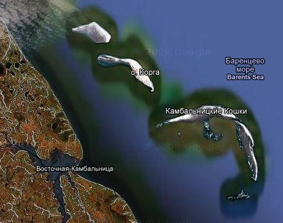 Острова Камбальницкие Кошки - вид со спутника